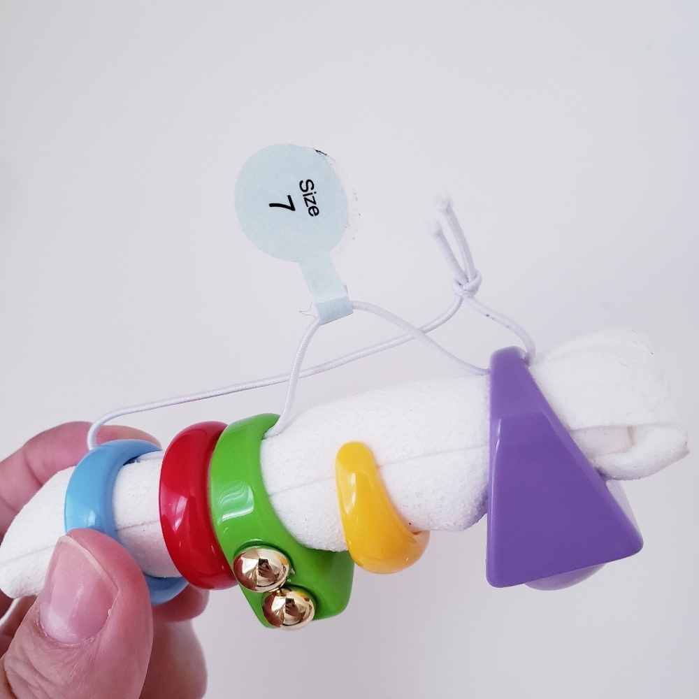 Five Fun Bright Colorful Rings - Picture 10 of 12
